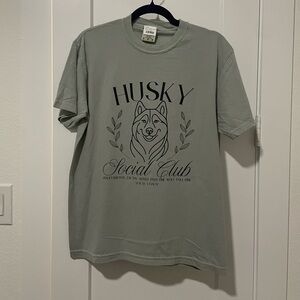 NWT Comfort Colors Husky Social Club Tee in Bay Green - M